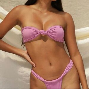 Stone Fox Swim Womens Wilde Rose Lele Bikini Top Size S Purple Strapless Bandeau